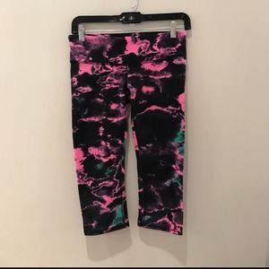 Alo Capri Black Pink space tie dye leggings yoga
